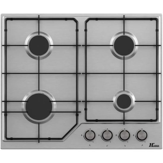HUDSON Plaque Cuisson Gaz 4 Feux Encastrée 60 cm Inox L 58 x l 51 x H 5 cm Allumage