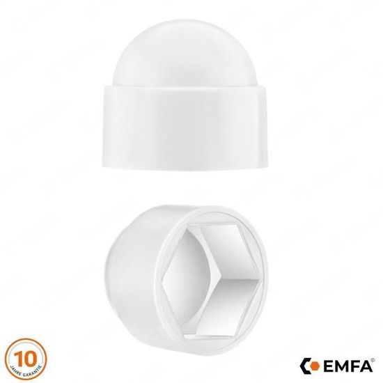 Lot De 2 Caches Vis Ivoire – Pour écrou M5 – Clé 8mm – Bouchon Hexagonal – RAL 1014