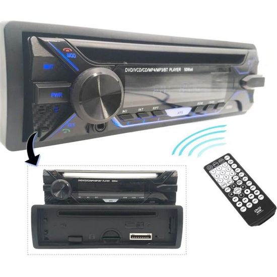 1 Din autoradio CD DVD Lecteur stéréo récepteur - Bluetooth FM AUX USB SD MP3 - Panneau Avant détachable - télécommande sans F[212]