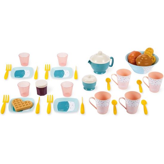 Ecoiffier – Set Dessert 22 Pezzi Per Bambini – Caffettiera, Tazze, Piattini E Dolcetti – Dai 18 Mesi – Made In France