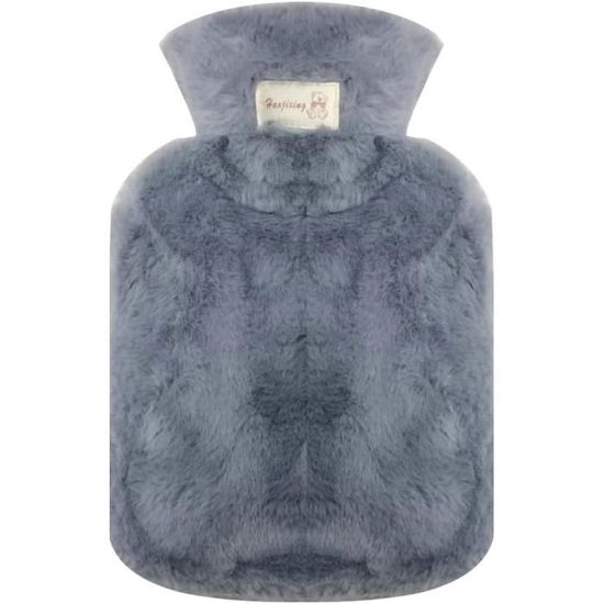 Bouillotte d'eau Chaude avec Housse en Peluche Souple, ANNEFLY Poche à eau Chaude 1L pour Cadeau d'hiver Chaud Femme,Café Léger - Electroménager