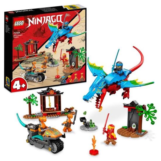 LEGO® NINJAGO 71759 Le Temple du Dragon Ninja, Ensemble de Jouet et de Figurine avec Moto