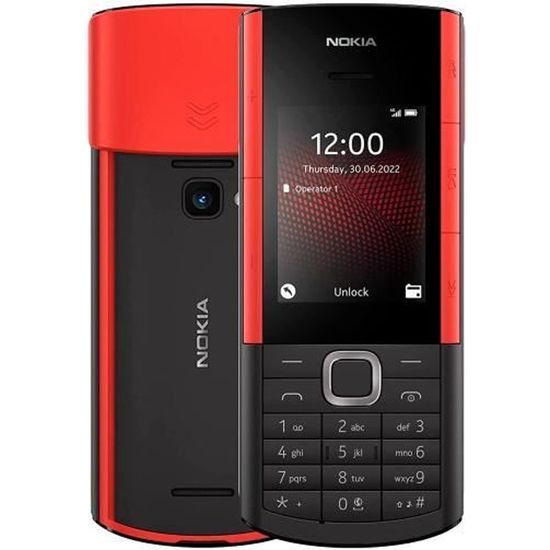 Mobile NOKIA 5710 XpressAudio basique / senior de couleur noir / rouge avec écran VGA 2,4", 240 x 320 pixels, 48 Mo de RAM + 128 Mo