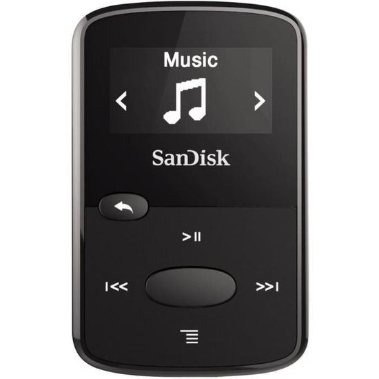 SANDISK - Lecteur MP3 Clip Jam 8Go + radio FM, Ecran OLED N/B, Slot MicroSD, Noir