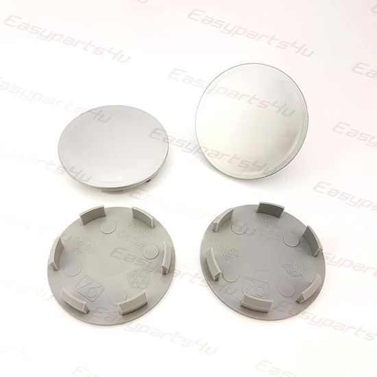 Lot De 4 Capuchons Centre Moyeu Universels - 52/56 Mm - Argent - Plastique - Cache-moyeux Pour Jantes - 8