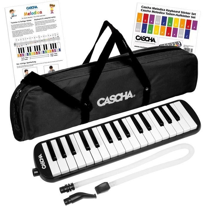 CASCHA Mélodica Noir Avec Étui Et Embouchure - Instrument Idéal Pour Enfants Et Débutants HH 2061