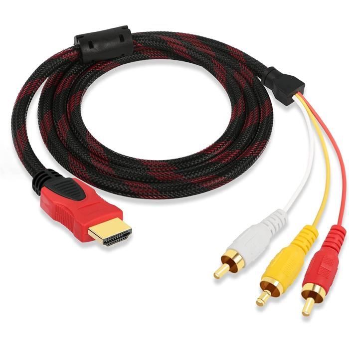 HDMI RCA 3 Câble HDMI Vers RCA Convertisseur Adaptateur Câble Cordon émetteur De Transmission à Sens Unique De HDMI 1,5m RCA