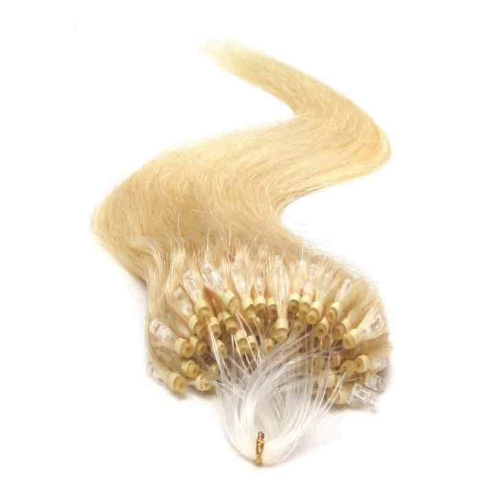 PACK EXTENSIONS DE CHEVEUX POSE A FROID EASY LOOP NATURELS (Blond Platine 1G 50 Mèches 60CM)