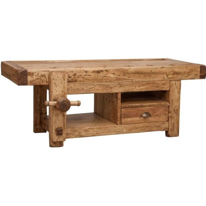 Porte TV en bois massif finition naturelle L120XPR65XH45 - L6213-NT