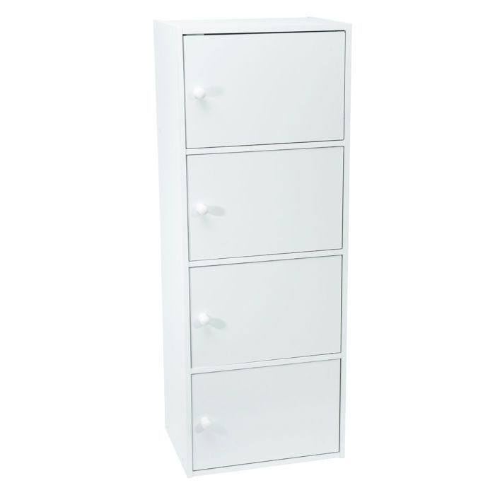 Bloc de rangement 4 portes blanc 106x40x29cm
