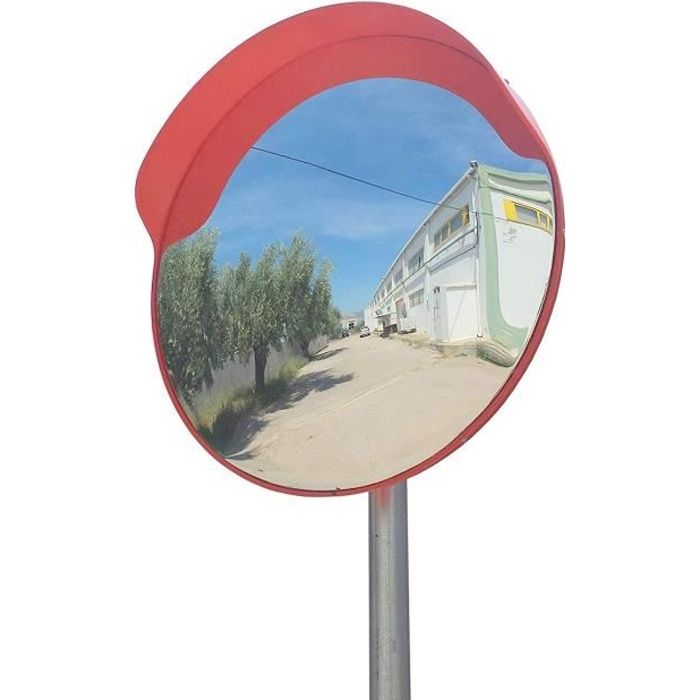 Bc-elec - GTM30-1 Miroir de trafic convexe 30cm, miroir de sécurité, miroir extérieur de circulation pour poteau de 45 à 54mm