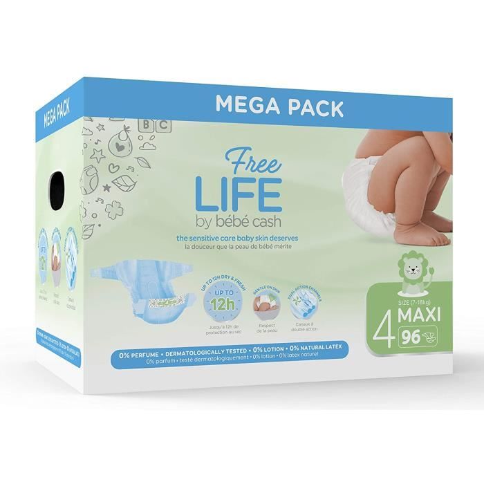 Freelife Bebe Cash Couches Maxi Taille 4 (7-18kg) - 96 couches