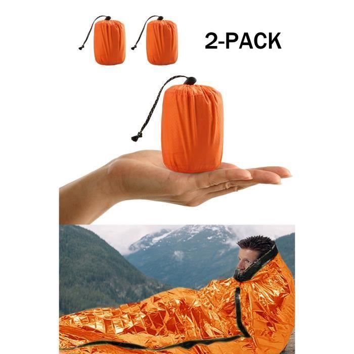 Sac de Couchage de Survie, Sac de Bivouac d'urgence PE Film en Aluminium Couverture d'urgence Bushcraft pour Le Camping en Plein air