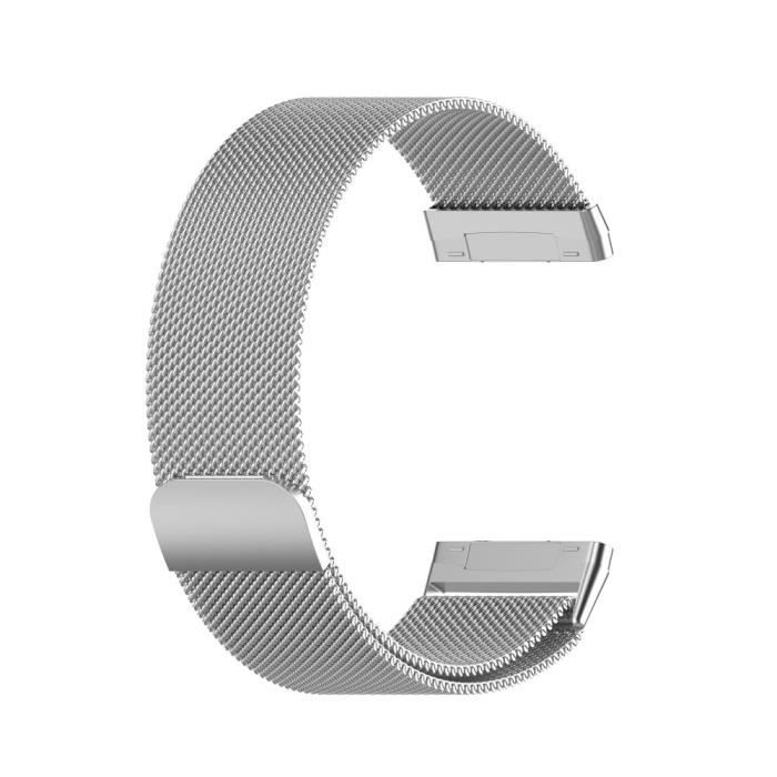 Dulcii's Milanese Maille Fine Bande De Montre À Puce Magnétique En Acier Inoxydable Pour Fitbit Versa 3 - Sens