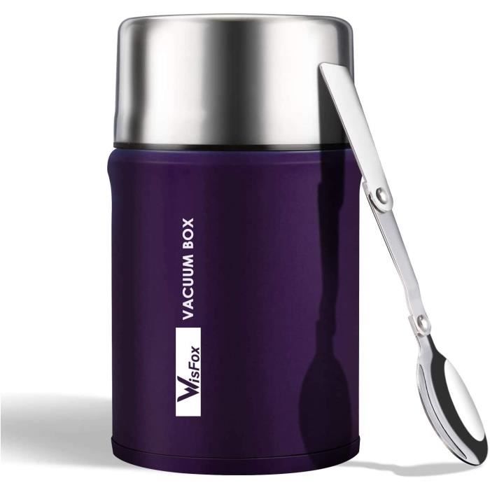 WisFox Boîtes Alimentaires Isothermes, Boîte Rangement Portable Boîte Conservation Alimentaire en Acier Inoxydable 304 avec Cuillère