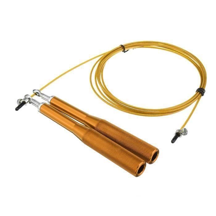 Corde à Sauter Réglable Entraînement Fitness en Aluminium 2.8M JAUNE Bo13680