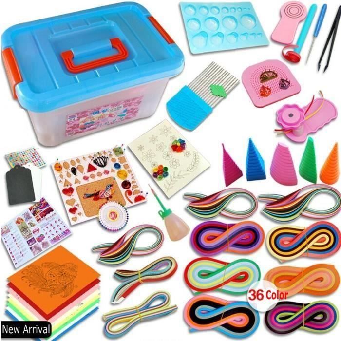 Quilling papier ensemble matériel de dessin l'outil débutants papier de couleur avec boîte de rangement Bo74580