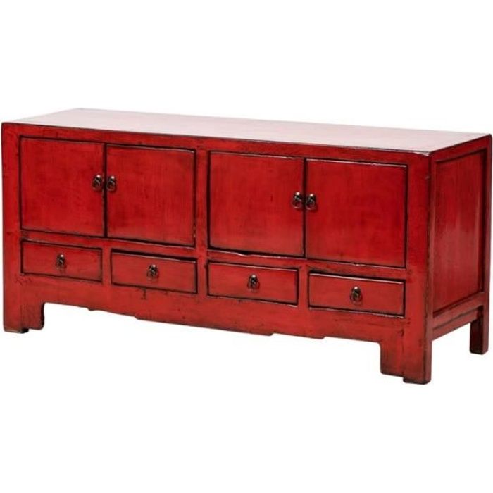 Fine Asianliving Meuble TV Chinois Antique Rouge L134xP39xH60cm