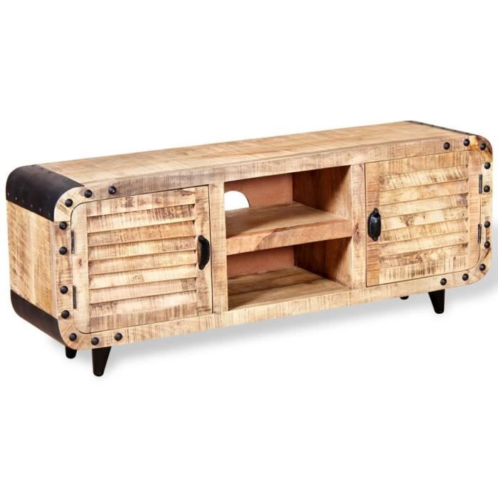 Meuble TV Design Moderne Meuble Télévision de salon Bois de manguier massif 120 x 30 x 50 cm