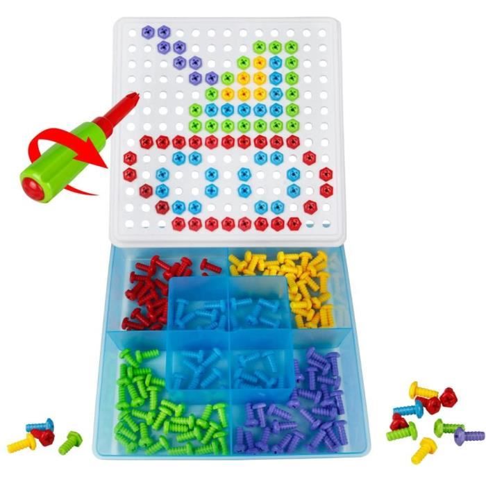 VEHICULE A CONSTRUIRE ENGIN TERRESTRE A CONSTRUIREJeu de Construction Pegboard Puzzle Jeu Vis Ecrou Plastique Jouet Mosaï245