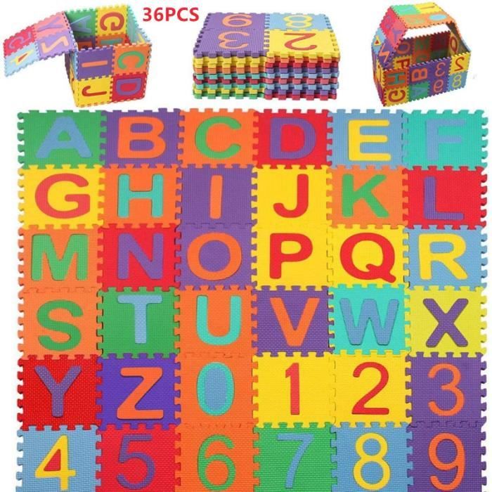 Puzzle Tapis Mousse Bébé alphabet et chiffres 36 pcs Tapis de Jeu EVA 15.5cm *15.5cm