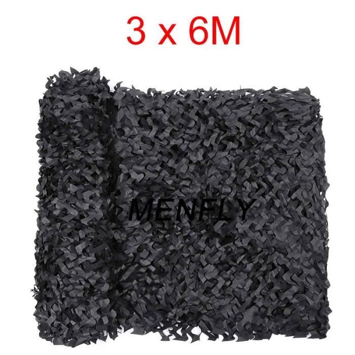 Camping,filet de Camouflage noir en toile,sans maille,abri de forêt de 3M de large,filet couvert,auvent touristique - Type 3x6M