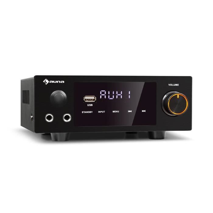 auna AMP-2 DG Amplificateur HiFi stéréo & karaokße 2x50W RMS , Bluetooth - USB , entrées : micro , numérique , optique & coaxiale