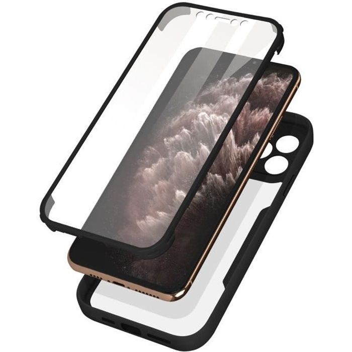 Coque iPhone 11 Pro Max Dos Plexiglas Avant Polymère Antichoc Contour noir Noir