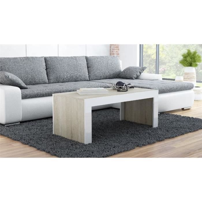 Table basse design YORI - Bois et blanc - 120