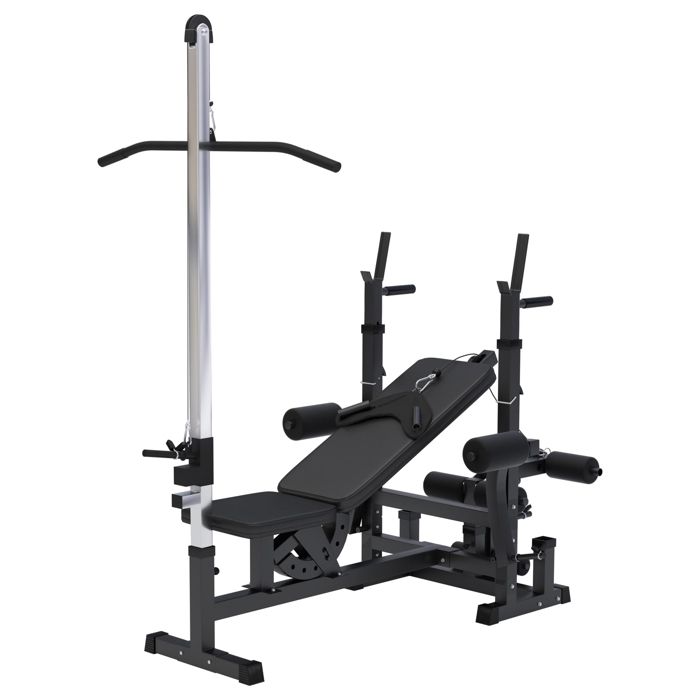 Banc de musculation universel (banc + option poulie) - coloris noir