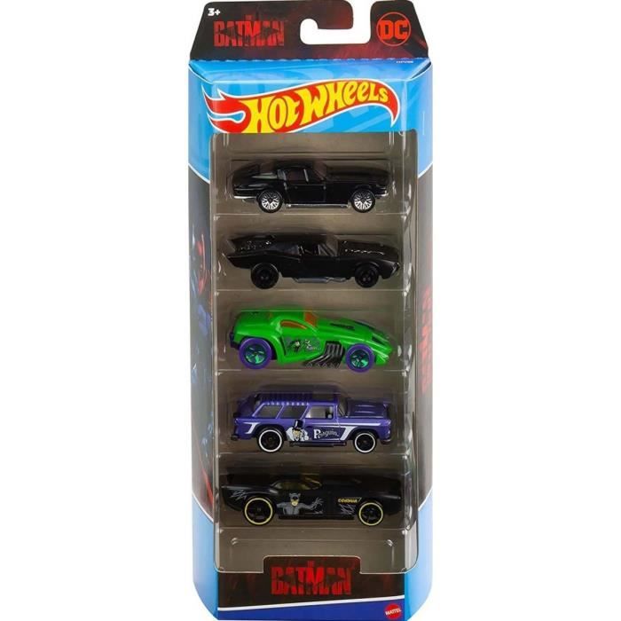 Set de 5 Vehicules Hot Wheels Batman Set de Voitures Miniatures Vert Mauve Noire Enfant