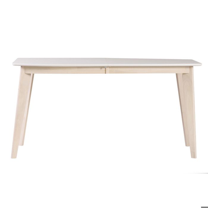 Miliboo - Table à manger extensible scandinave blanc et bois clair L150-200 LEENA