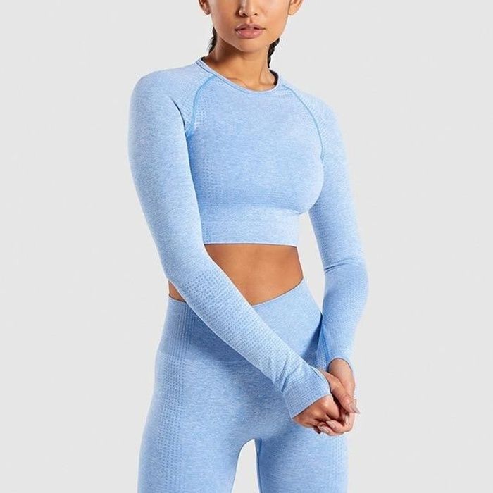 Tongcart Femmes Vital Sans Couture Yoga Ensemble Vêtements De Sport Fitness Leggings + Chemises Recadrées Sport Costume Femmes à