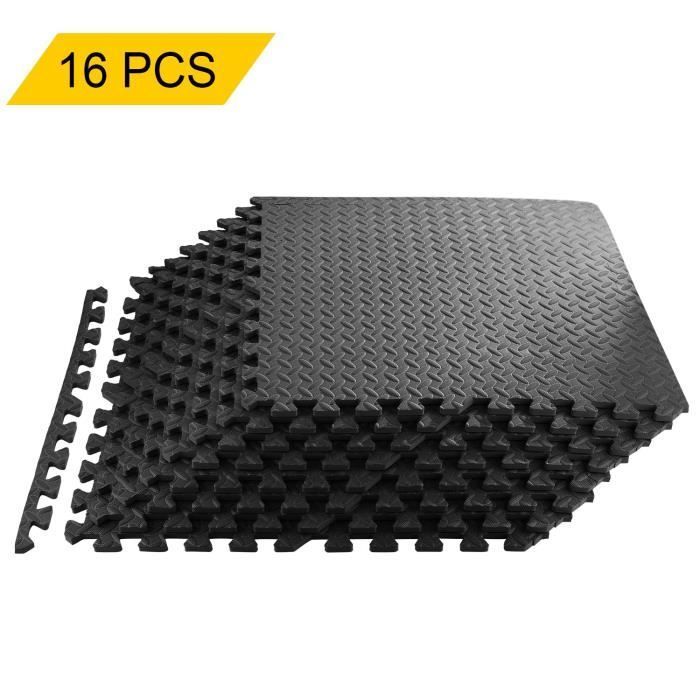 16PCS Tapis de Protection de Sol Tapis Puzzle en Mousse EVA Tapis Mousse de Sol Tapis de Gym Matelas Puzzle Ensemble 60 x 60cm
