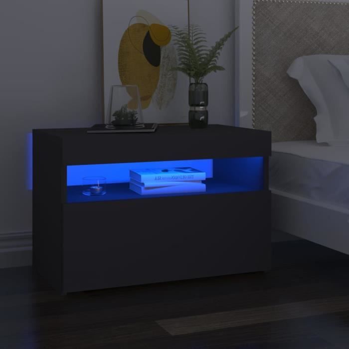 8239lOVE® Meuble TV Vintage Design-Armoire TV avec lumières LED,Banc TV,Table Salon Gris 60x35x40 cm