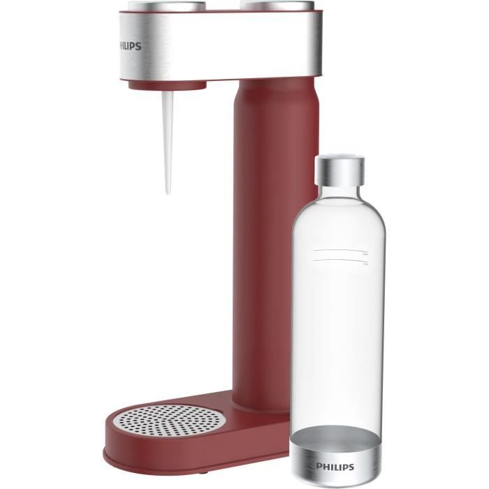 PHILIPS ADD4902RD - Machine à Soda Rouge finitions chromées + Cylindre 425g CO² + 1 bouteille PET 1 litre