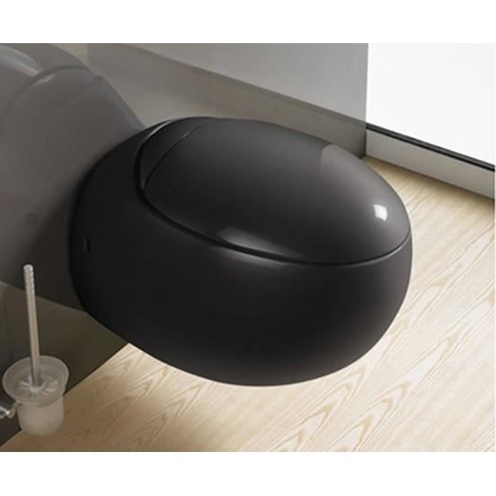 WC Suspendu Oeuf, 59x41 cm, Noir, avec Abattant, Ove