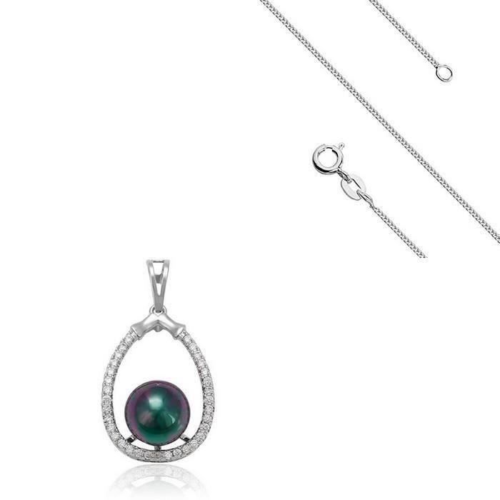 Chaîne et Pendentif Perle Blanche Nacrée Argent Fin 925