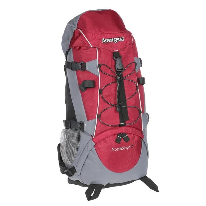ASPENSPORT Backpack North Siope - Sac à dos 55 Litres Gris et Rouge