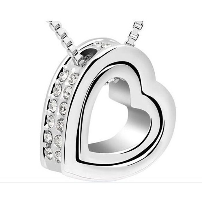 COLLIER 2 COEURS ENTRELACES