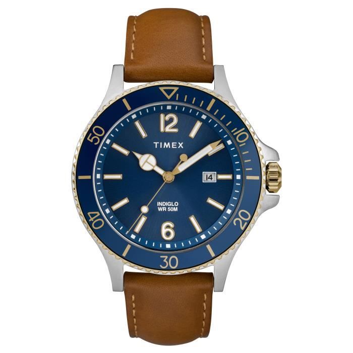 TIMEX-Montre Analogique pour Homme à movement Quartz en Cuir - TW2R64500