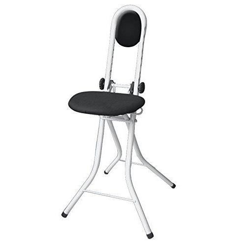WENKO Siège de repassage et appui-fesses, blanc avec coussin dorsal