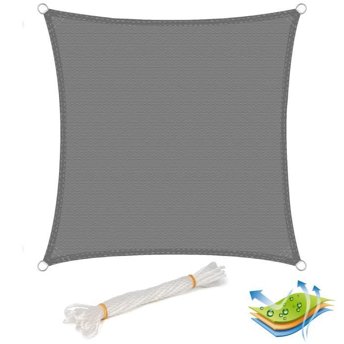 WOLTU Voile d’ombrage carré en HDPE,protection contre le soleil avec protection UV pour jardin,terrasse ou camping,5x5m Gris