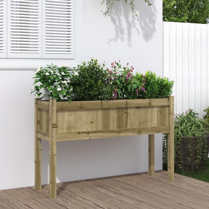 vidaXL Jardinière avec Pieds Lit Surélevé Bac à Fleurs Pot de Plantes Boîte à Fleurs Jardin Patio Terrasse Balcon Bois 837572