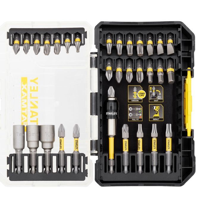 Coffret d'embouts de vissage Stanley STA88557 XJ 32 pièces Acier Impact Torsion