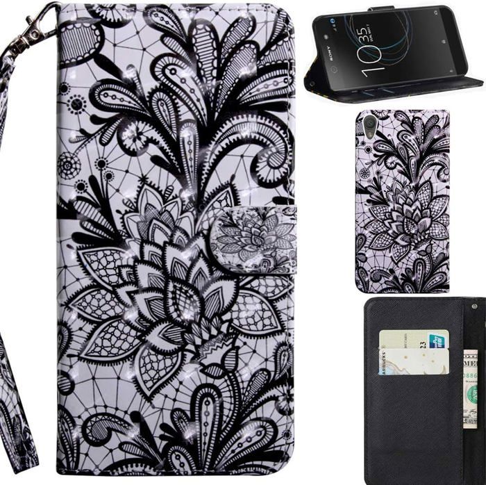 Étui Portefeuille Pour Sony Xperia X F5121 – Tissu Oxford Et Cuir PU – Porte-cartes, Fermeture Magnétique, Support – Noir, Protection Renforcée