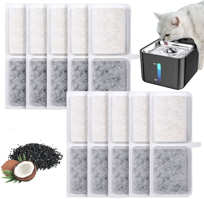 Comparer les prix de 10Pcs Filtre Fontaine Eau Chat, Filtre Efficace Pour Chats Avec Charbon Actif Et Résine, Filtre Fontaine A Eau Chat, Accessoi[Y404]