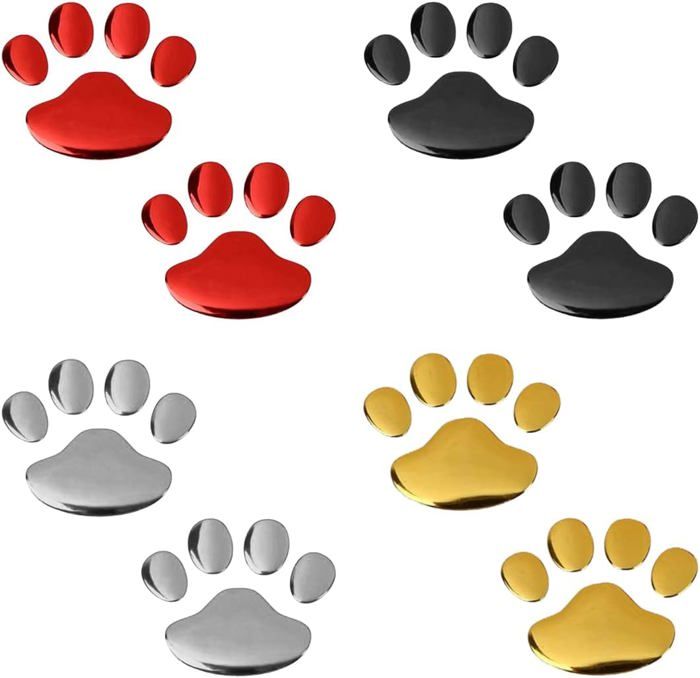 Comparer les prix de 4 paires Autocollants Stickers Patte Chien Adhésives, Autocollant de voiture de patte de chien stéréo 3D pour Voiture, Moto
