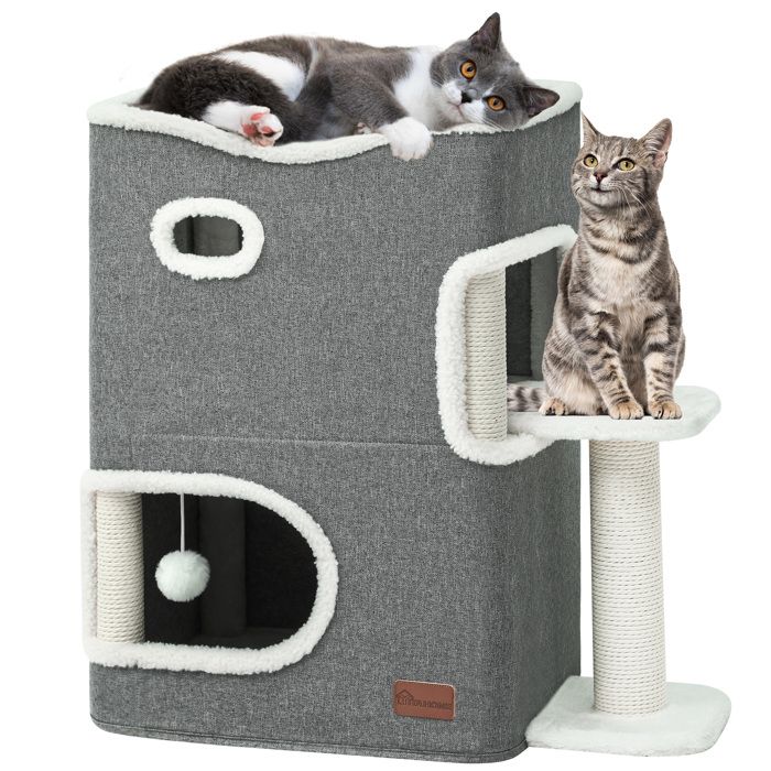 Comparer les prix de YITAHOME Maison pour Chat - Niche Chat Interieur - 58 * 35 * 63cm - Gris - Lit Chat - Cabane Chat - Arbre à Chat