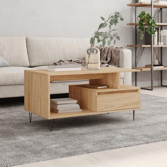 Mobilier Salon Pratique Table Basse Kirk Mini Stella Trading - Réglable En Hauteur Et Extensible - Chêne Sonoma 95x52x59 Cm Design Moderne Fonctionnel Mobilier Salon Pratique Table Basse Kirk Mini Stella Trading - Réglable En Hauteur Et Extensible - Chêne Sonoma 95x52x59 Cm Design Moderne Fonctionnel